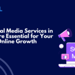 Digital Allo banner highlighting why social media services in Surrey are essential for online brand growth, featuring a laptop with social media icons and a megaphone.